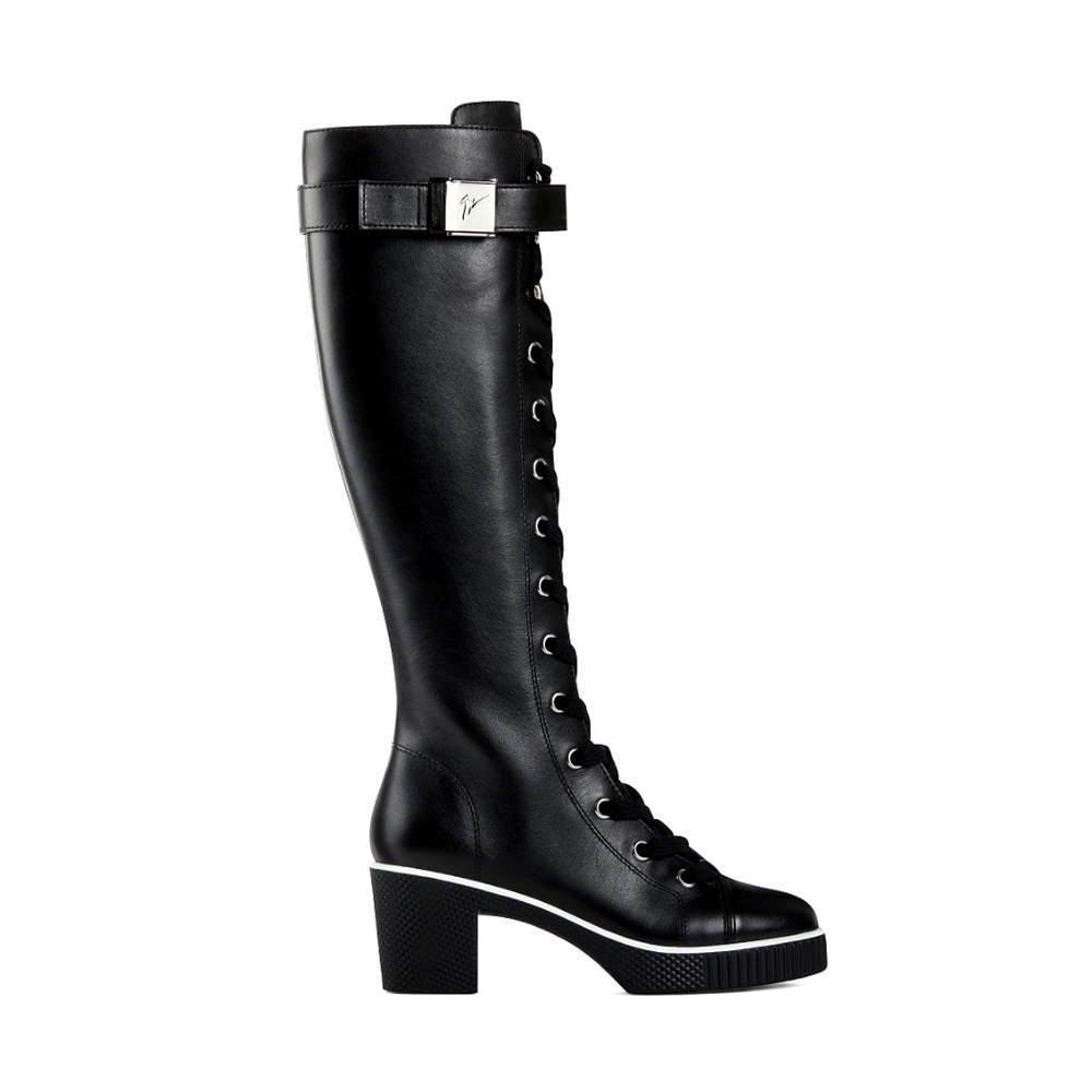 Giuseppe Zanotti Nidir Lace Up Square Toe Tall Combat Biker Platform Boot